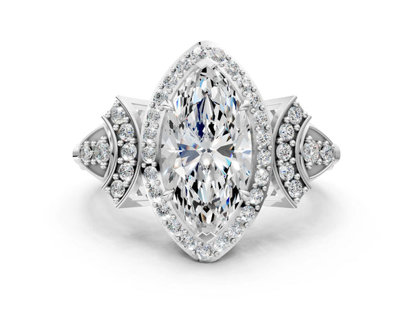 Platinum Round Halo Engagement Ring Setting with Arched Pave