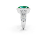White gold Marquise Cut Halo Emerald Ring with Round  Split Shank and Prong Setting_14