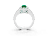 White gold Marquise Cut Halo Emerald Ring with Round  Split Shank and Prong Setting_15