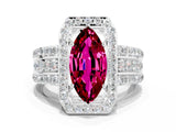 White gold Marquise Cut Halo Garnet Ring with Round  Split Shank and Prong Setting_12