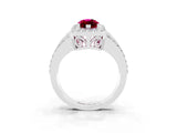 White gold Marquise Cut Halo Garnet Ring with Round  Split Shank and Prong Setting_15