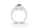 White gold Marquise Cut Halo Green Sapphire Ring with Round  Split Shank and Prong Setting_15