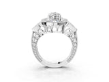 White gold Marquise Cut Halo Milgrain Diamond Engagement Ring with Leaf Band and Four-Prong Setting_10
