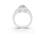 White gold Marquise Cut Halo Moissanite Ring with Round  Split Shank and Prong Setting_15