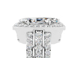 White gold Marquise Cut Halo Moissanite Ring with Round  Split Shank and Prong Setting_17