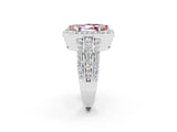 White gold Marquise Cut Halo Morganite Ring with Round  Split Shank and Prong Setting_14