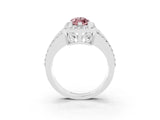 White gold Marquise Cut Halo Morganite Ring with Round  Split Shank and Prong Setting_15