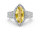 White gold Marquise Cut Halo Pavé Diamond Engagement Ring with Split Shank and Four-Prong Setting