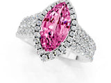 White gold Marquise Cut Halo Pavé Diamond Engagement Ring with Split Shank and Four-Prong Setting_1