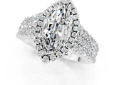 White gold Marquise Cut Halo Pavé Diamond Engagement Ring with Split Shank and Four-Prong Setting_1