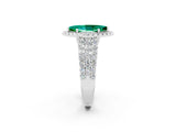 White gold Marquise Cut Halo Pavé Diamond Engagement Ring with Split Shank and Four-Prong Setting_2