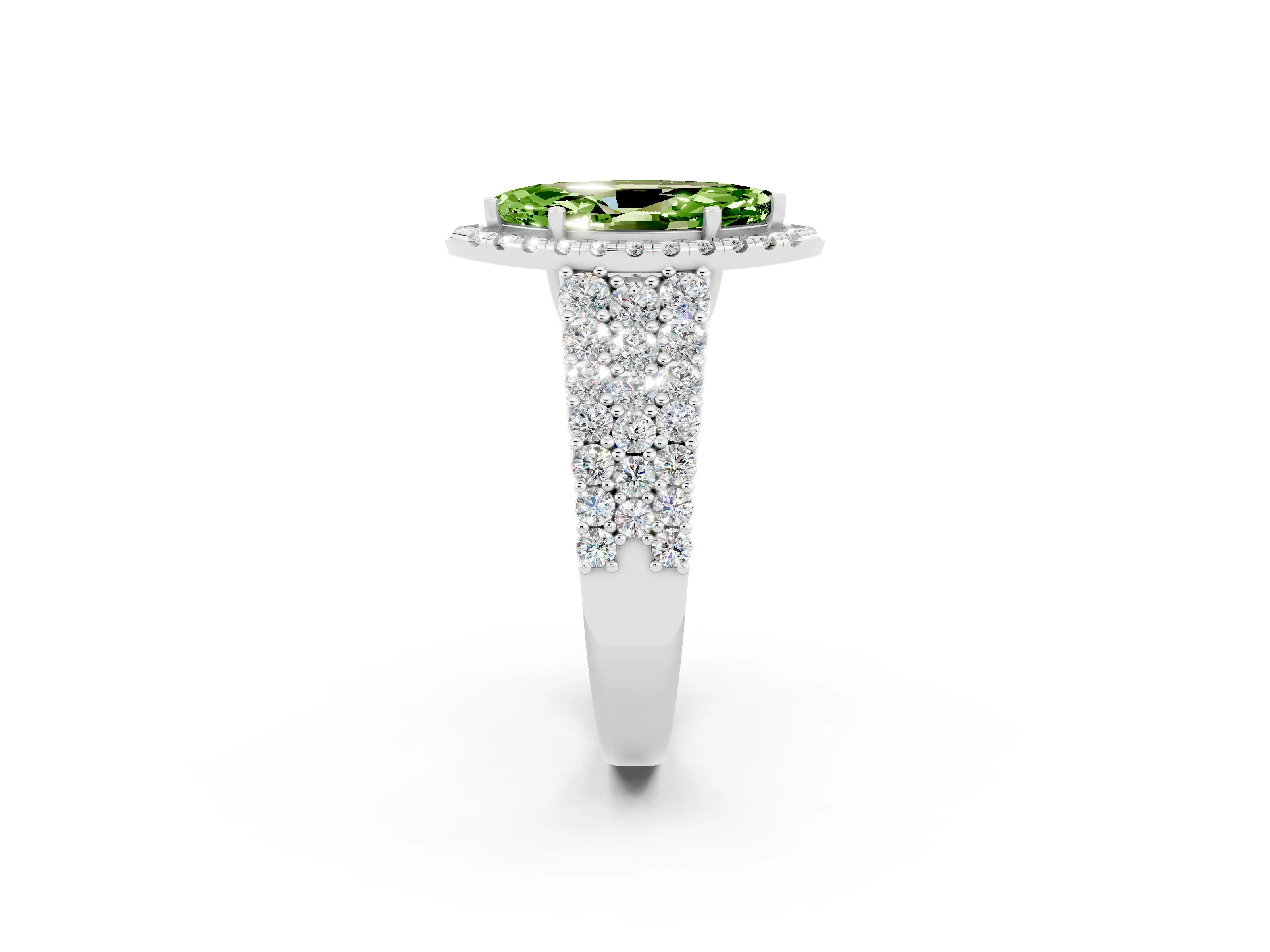 White gold Marquise Cut Halo Pavé Diamond Engagement Ring with Split Shank and Four-Prong Setting_2