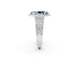 White gold Marquise Cut Halo Pavé Diamond Engagement Ring with Split Shank and Four-Prong Setting_2