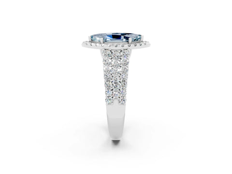 White gold Marquise Cut Halo Pavé Diamond Engagement Ring with Split Shank and Four-Prong Setting_2