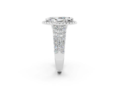 White gold Marquise Cut Halo Pavé Diamond Engagement Ring with Split Shank and Four-Prong Setting_2