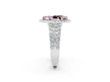 White gold Marquise Cut Halo Pavé Diamond Engagement Ring with Split Shank and Four-Prong Setting_2