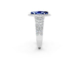 White gold Marquise Cut Halo Pavé Diamond Engagement Ring with Split Shank and Four-Prong Setting_2