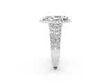 White gold Marquise Cut Halo Pavé Diamond Engagement Ring with Split Shank and Four-Prong Setting_2