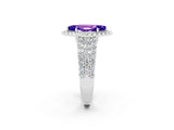 White gold Marquise Cut Halo Pavé Diamond Engagement Ring with Split Shank and Four-Prong Setting_2