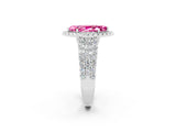 White gold Marquise Cut Halo Pavé Diamond Engagement Ring with Split Shank and Four-Prong Setting_2