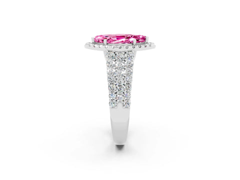White gold Marquise Cut Halo Pavé Diamond Engagement Ring with Split Shank and Four-Prong Setting_2