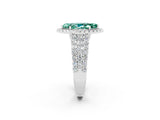 White gold Marquise Cut Halo Pavé Diamond Engagement Ring with Split Shank and Four-Prong Setting_2