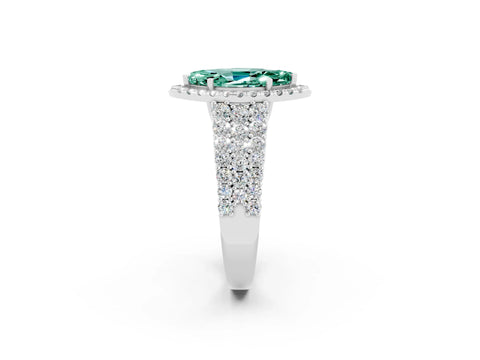 White gold Marquise Cut Halo Pavé Diamond Engagement Ring with Split Shank and Four-Prong Setting_2