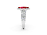 White gold Marquise Cut Halo Pavé Diamond Engagement Ring with Split Shank and Four-Prong Setting_2