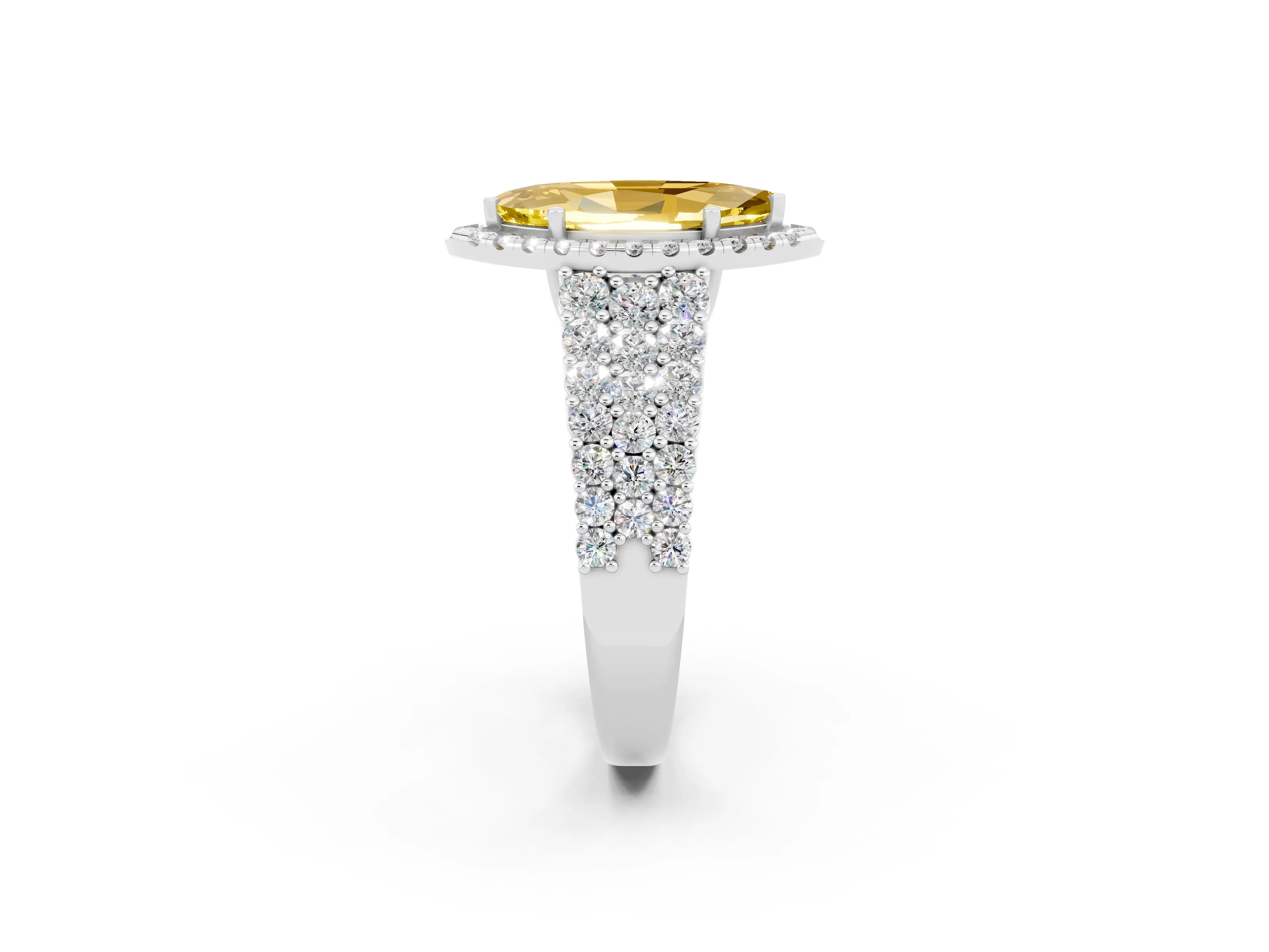 White gold Marquise Cut Halo Pavé Diamond Engagement Ring with Split Shank and Four-Prong Setting_2