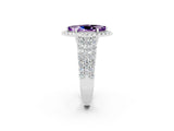 White gold Marquise Cut Halo Pavé Diamond Engagement Ring with Split Shank and Four-Prong Setting_2