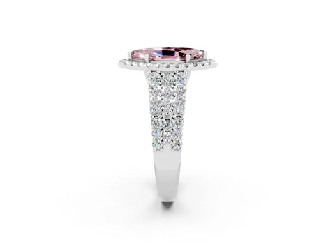 White gold Marquise Cut Halo Pavé Diamond Engagement Ring with Split Shank and Four-Prong Setting_2