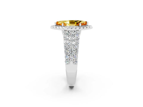 White gold Marquise Cut Halo Pavé Diamond Engagement Ring with Split Shank and Four-Prong Setting_2