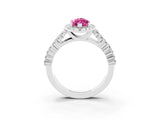 White gold Marquise Cut Halo Pavé Diamond Engagement Ring with Split Shank and Four-Prong Setting_3
