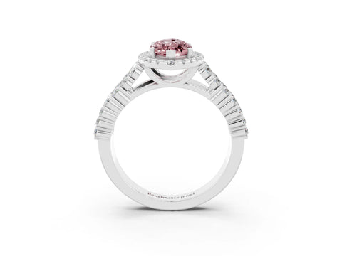 White gold Marquise Cut Halo Pavé Diamond Engagement Ring with Split Shank and Four-Prong Setting_3