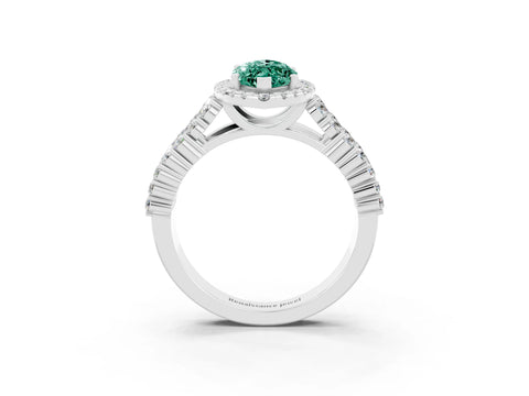 White gold Marquise Cut Halo Pavé Diamond Engagement Ring with Split Shank and Four-Prong Setting_3