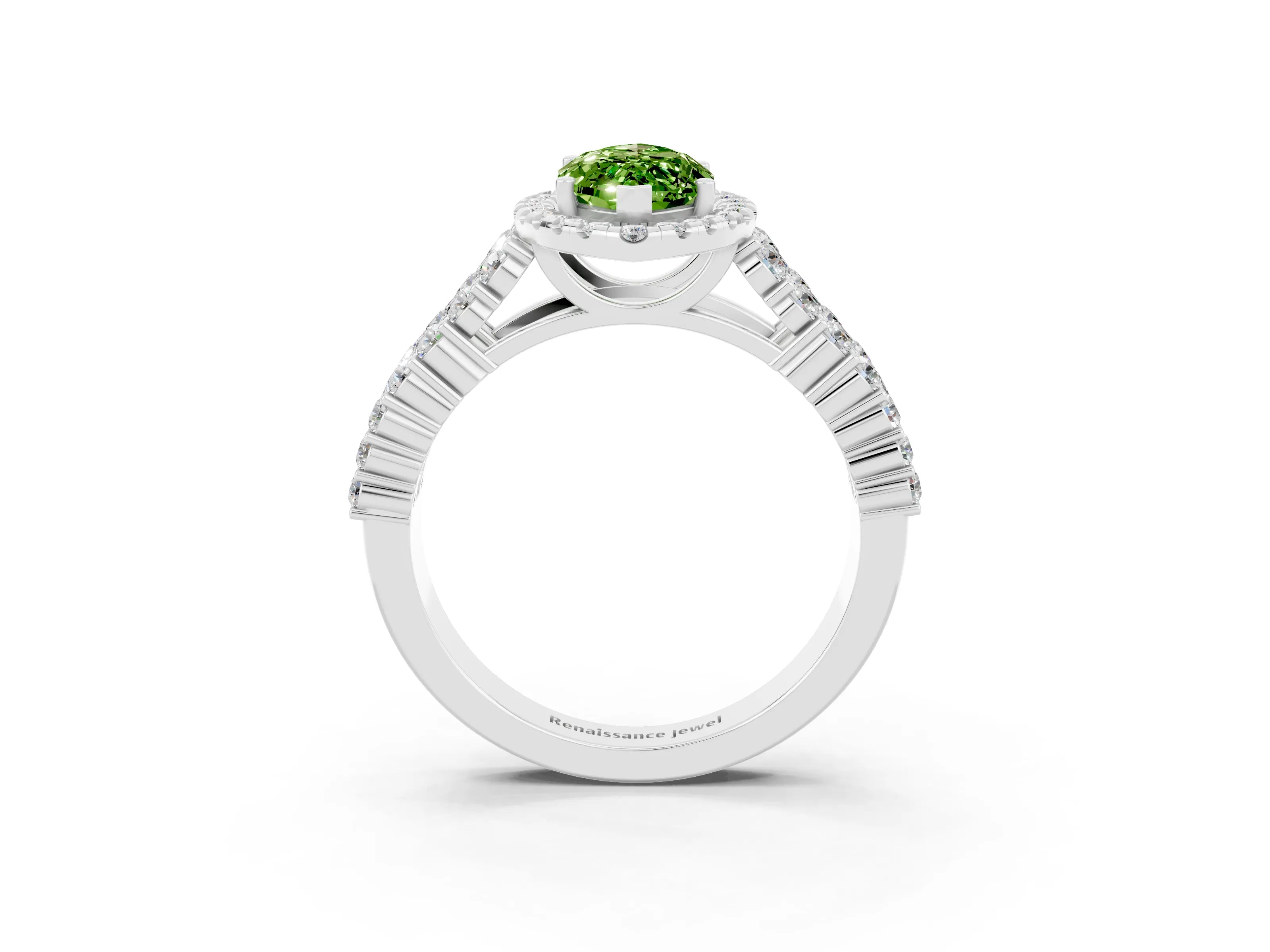 White gold Marquise Cut Halo Pavé Diamond Engagement Ring with Split Shank and Four-Prong Setting_3