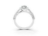 White gold Marquise Cut Halo Pavé Diamond Engagement Ring with Split Shank and Four-Prong Setting_3