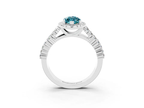 White gold Marquise Cut Halo Pavé Diamond Engagement Ring with Split Shank and Four-Prong Setting_3