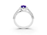 White gold Marquise Cut Halo Pavé Diamond Engagement Ring with Split Shank and Four-Prong Setting_3