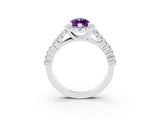 White gold Marquise Cut Halo Pavé Diamond Engagement Ring with Split Shank and Four-Prong Setting_3