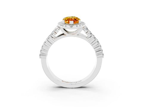White gold Marquise Cut Halo Pavé Diamond Engagement Ring with Split Shank and Four-Prong Setting_3
