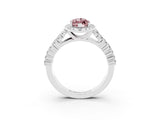 White gold Marquise Cut Halo Pavé Diamond Engagement Ring with Split Shank and Four-Prong Setting_3