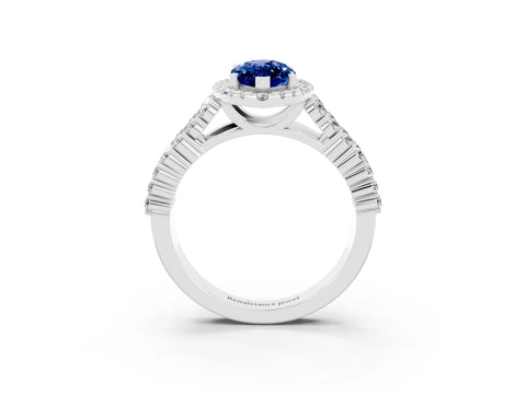 White gold Marquise Cut Halo Pavé Diamond Engagement Ring with Split Shank and Four-Prong Setting_3