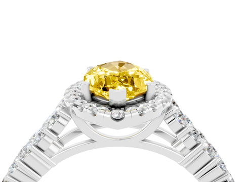 White gold Marquise Cut Halo Pavé Diamond Engagement Ring with Split Shank and Four-Prong Setting_4