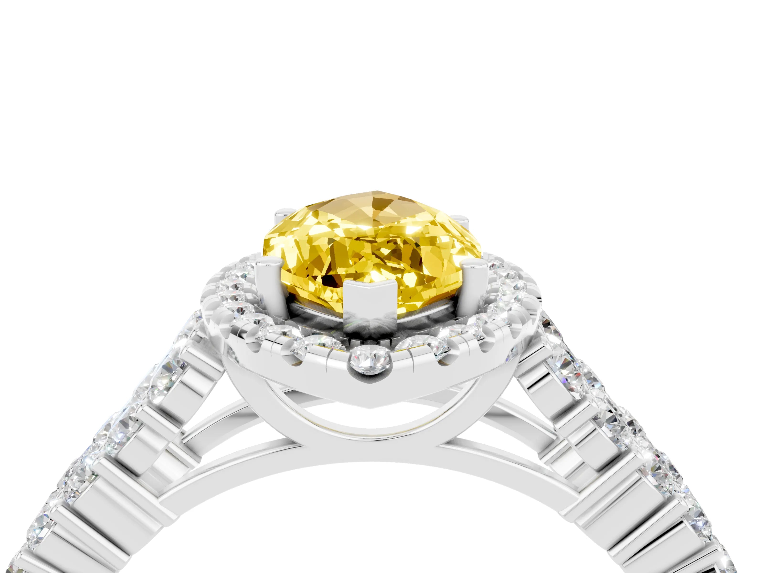 White gold Marquise Cut Halo Pavé Diamond Engagement Ring with Split Shank and Four-Prong Setting_4