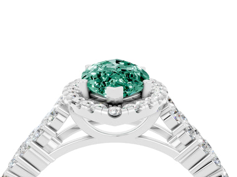 White gold Marquise Cut Halo Pavé Diamond Engagement Ring with Split Shank and Four-Prong Setting_4