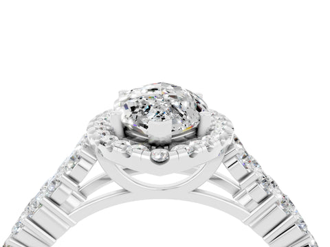 White gold Marquise Cut Halo Pavé Diamond Engagement Ring with Split Shank and Four-Prong Setting_4