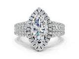 White gold Marquise Cut Halo Pavé Diamond Engagement Ring with Split Shank and Four-Prong Setting_4