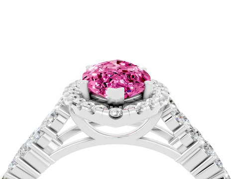 White gold Marquise Cut Halo Pavé Diamond Engagement Ring with Split Shank and Four-Prong Setting_4