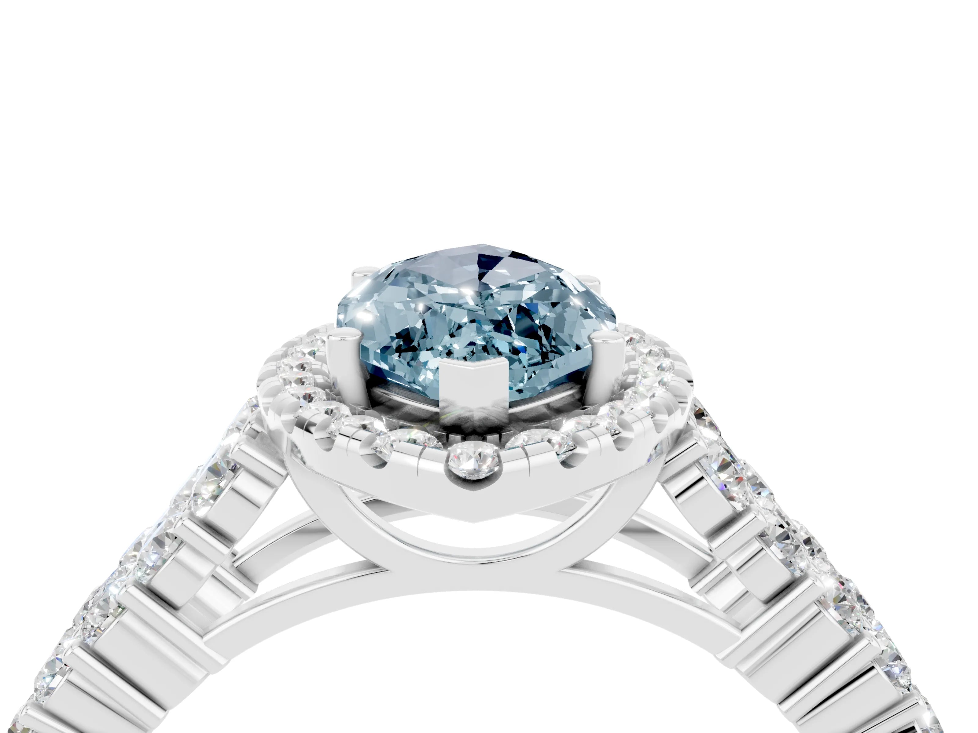 White gold Marquise Cut Halo Pavé Diamond Engagement Ring with Split Shank and Four-Prong Setting_4